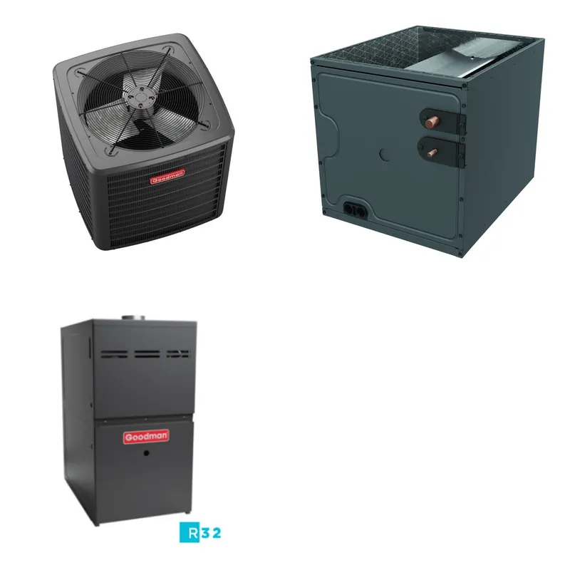 GOODMAN GLZS5BA3610+CAPTA3626B3+GR9S801005CN - 36K BTU Ducted Heat Pump System - R-32