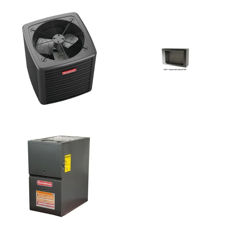 GOODMAN GLXS4BA1810+CSCT3012M3+GR9S800603AN - 1.5 Ton Ducted Air Conditioner & Gas Furnace System - R-32