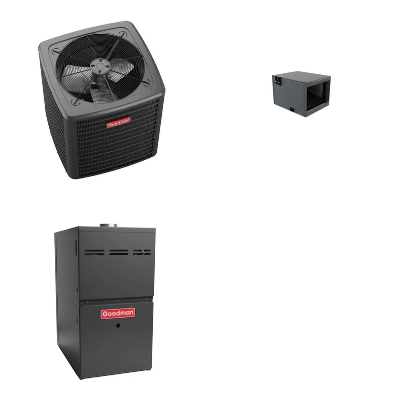 GOODMAN GLXS5BA3610+CHPTA3630C3+GR9S800804CN - 3 Ton Ducted Air Conditioner & Gas Furnace System - R-32