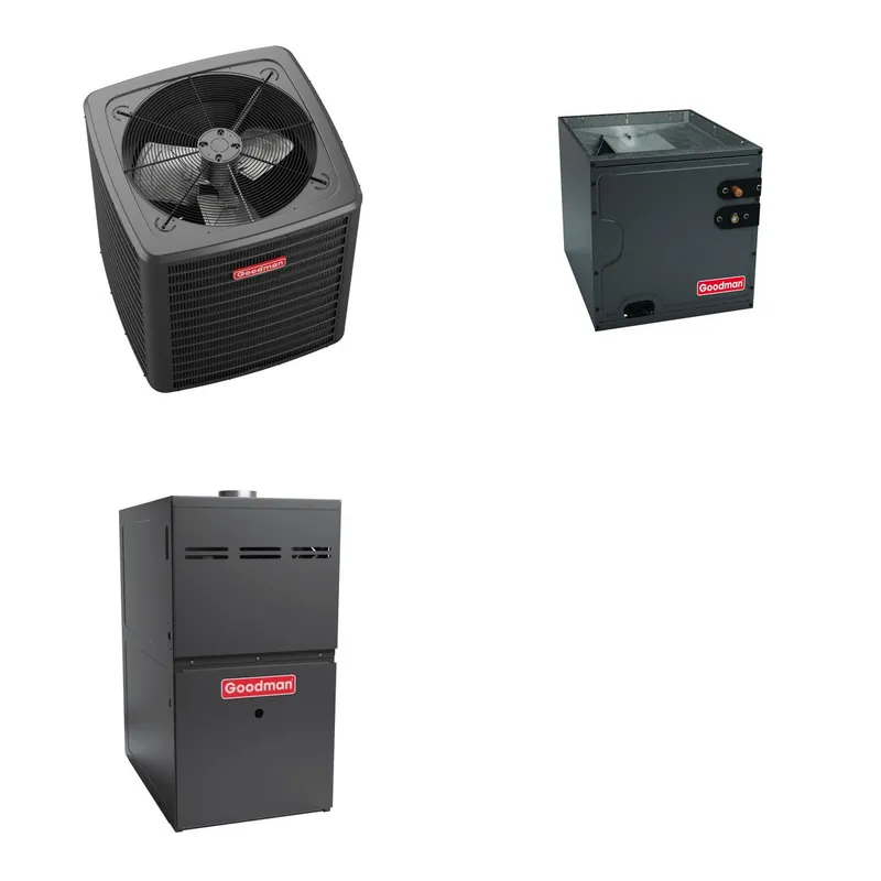 GOODMAN GLXS5BA3610+CAUTA3626B3+GR9S921004CN - 3 Ton Ducted Air Conditioner & Gas Furnace System - R-32