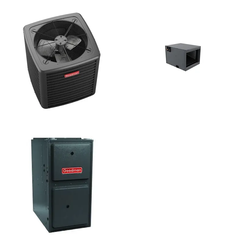 GOODMAN GLXS5BA3010+CHPTA3026C3+GR9S960403BU - 2.5 Ton Ducted Air Conditioner & Gas Furnace System - R-32