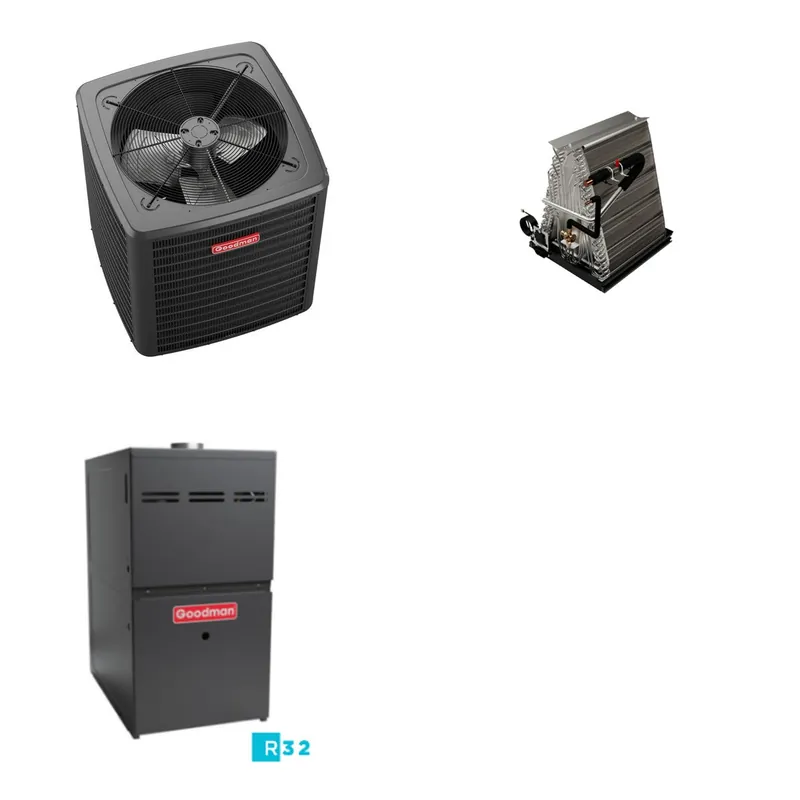GOODMAN GLXS5BA4210+CAUTA6030D3+GR9S801005CN - 3.5 Ton Ducted Air Conditioner & Gas Furnace System - R-32