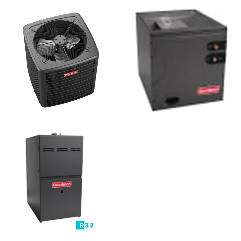 GOODMAN GLXS5BA6010+CAPTA6030D3+GR9S801005CN - 5 Ton Ducted Air Conditioner & Gas Furnace System - R-32