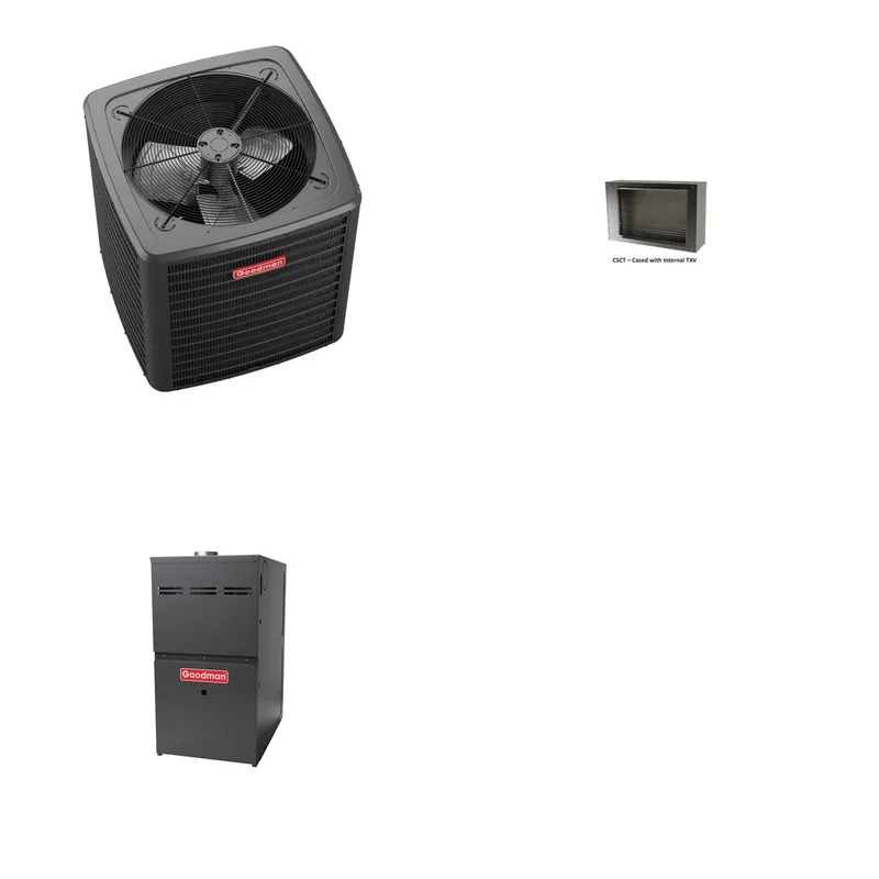 GOODMAN GLXS5BA3010+CSCT3012M3+GR9S800805CN - 2.5 Ton Ducted Air Conditioner & Gas Furnace System - R-32