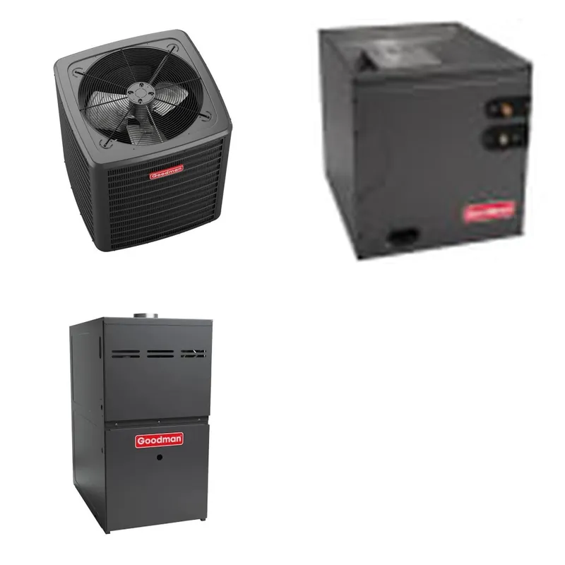 GOODMAN GLXS5BA4210+CAPTA6030D3+GR9S800805CU - 3.5 Ton Ducted Air Conditioner & Gas Furnace System - R-32