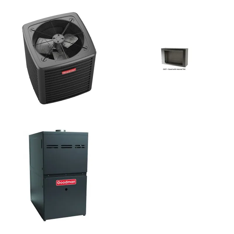 GOODMAN GLXS5BA3010+CSCT3012M3+GR9S960805CU - 2.5 Ton Ducted Air Conditioner & Gas Furnace System - R-32