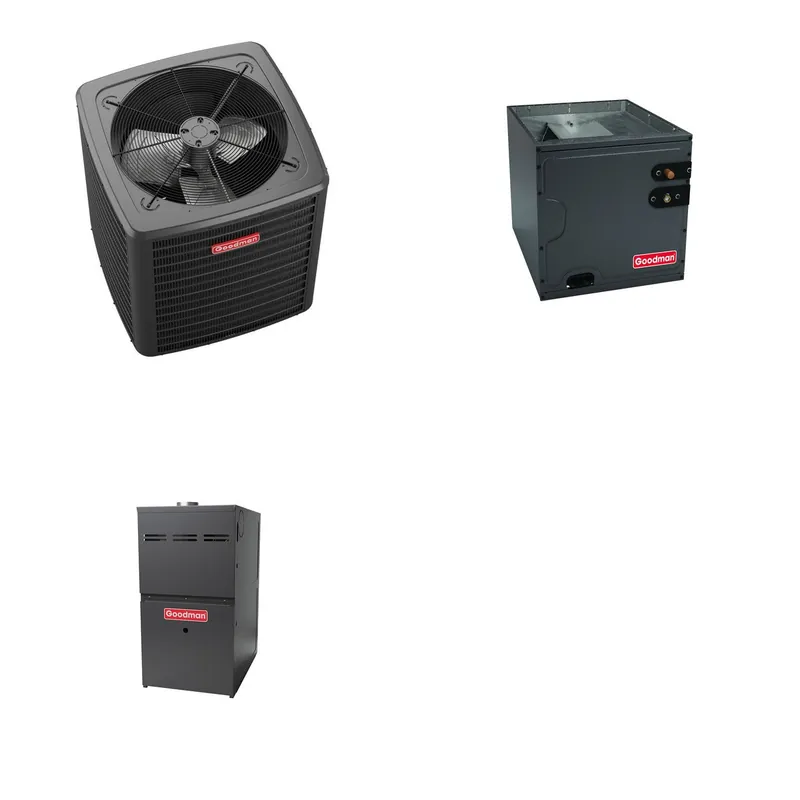 GOODMAN GLXS5BA3610+CAUTA3626B3+GR9S800603BN - 3 Ton Ducted Air Conditioner & Gas Furnace System - R-32