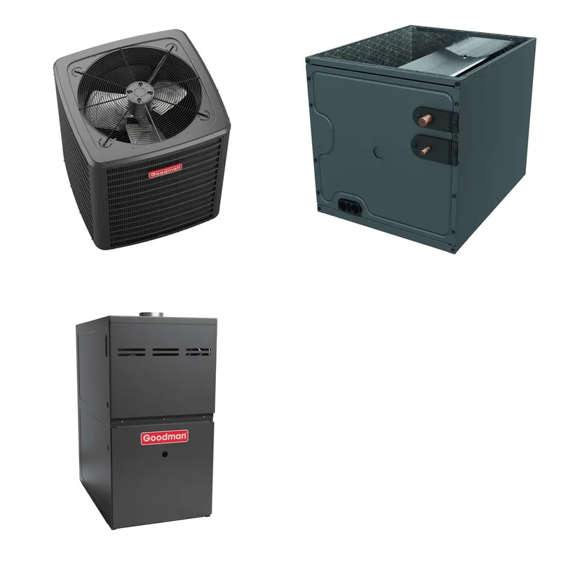 GOODMAN GLXS5BA3610+CAPTA3626B3+GR9S800804CN - 3 Ton Ducted Air Conditioner & Gas Furnace System - R-32