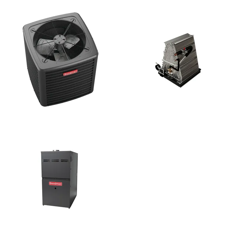 GOODMAN GLXS4BA1810+CAUTA1818B3+GR9S800603BN - 1.5 Ton Ducted Air Conditioner & Gas Furnace System - R-32