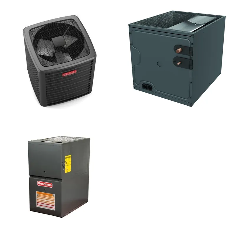 GOODMAN GLXS5BA1810+CAPTA3026B3+GR9S800603AN - 1.5 Ton Ducted Air Conditioner & Gas Furnace System - R-32
