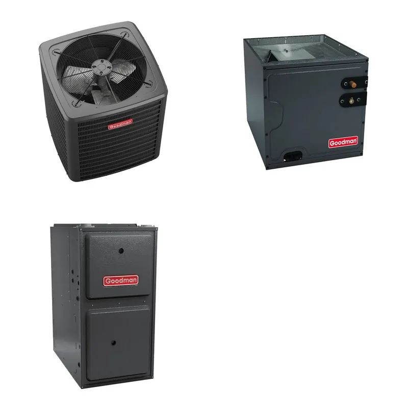 GOODMAN GLXS5BA2410+CAUTA2422B3+GR9S800803BN - 2 Ton Ducted Air Conditioner & Gas Furnace System - R-32