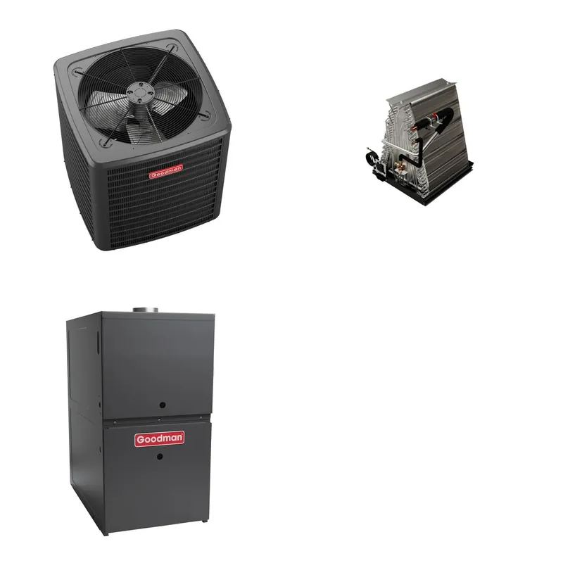 GOODMAN GLXS5BA3010+CAUTA3026C3+GR9S800603AU - 2.5 Ton Ducted Air Conditioner & Gas Furnace System - R-32