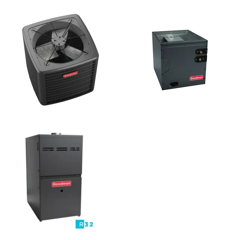 GOODMAN GLZS5BA3610+CAUTA3626B3+GR9S801005CN - 36K BTU Ducted Heat Pump System - R-32
