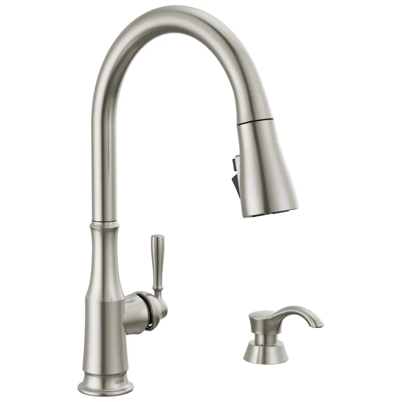 Delta 19877Z-SPSD-DST Capertee Kitchen Faucet with Soap Dispenser 1 Lever ADA Spotshield Stainless
