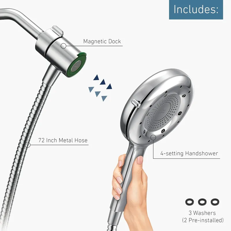 Moen N400H0CH Quattro Handheld Four Unique Shower Experiences and Magnetix Dock