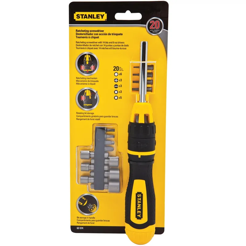 STANLEY 62-574 20 PC. MULTIBIT SCREWDRIVER SET