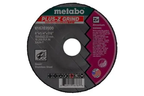 Metabo 655785000 Application: Steel/Stainless Steel 4 1/2 inches x 1/4 inches x 5/8 inches-11 ZA24T Plus-Z Grind