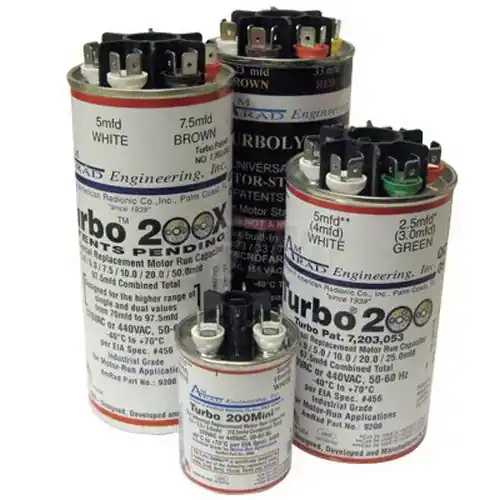 MARS 12200 Mars Turbo 200 Universal Round Motor Run Capacitor, 2.5 to 67.5 MFD, 440VAC