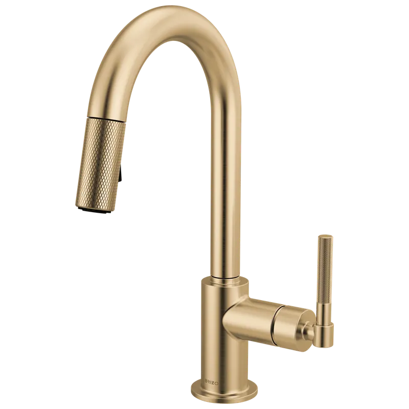Brizo 63943LF-GL Litze Pull-Down Prep Faucet with Arc Spout - Knurled Handle 1.8 GPM