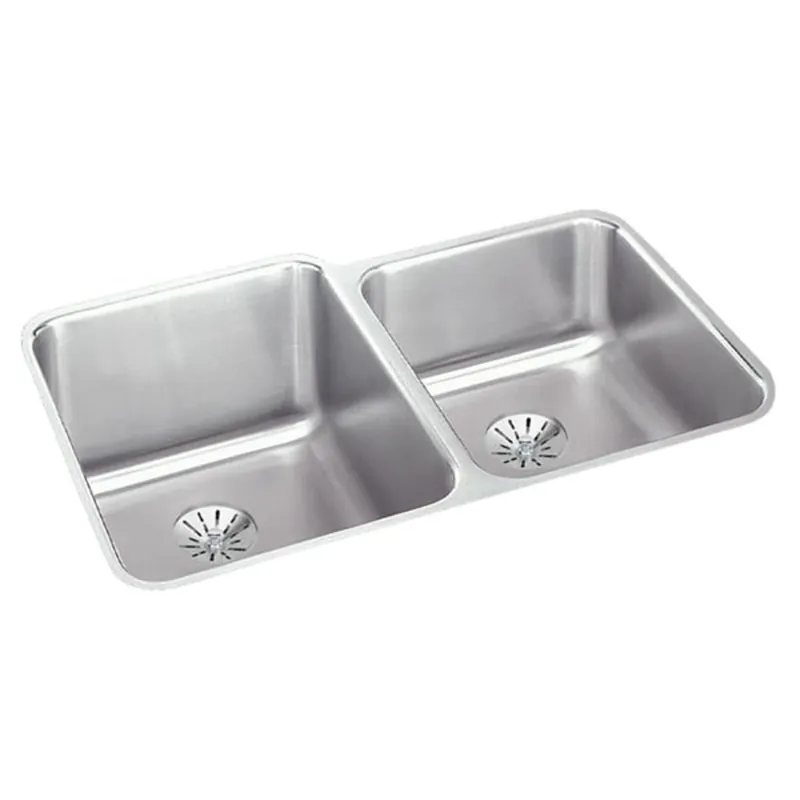 Elkay ELUH3120RPD Lustertone Classic Double Bowl Undermount Stainless Steel Sink with Perfect Drain (31-1/4 x 20-1/2 in.)
