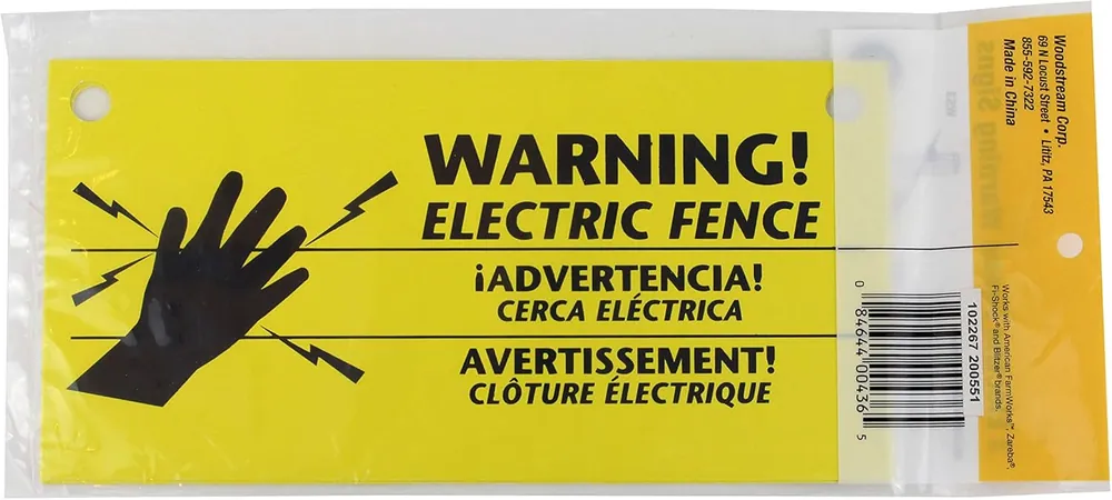 ZAREBA WS3 Electric Fence Warning 3 Signs Pack