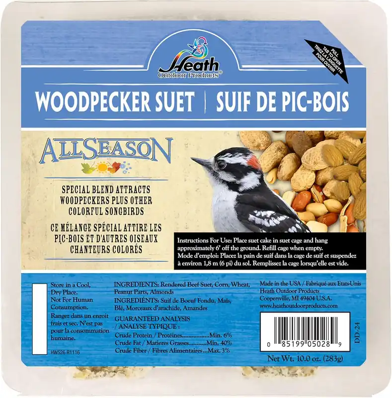 Heath Outdoor Products DD-24 Woodpecker Suet Cake 10 Ounce x 12 Pack