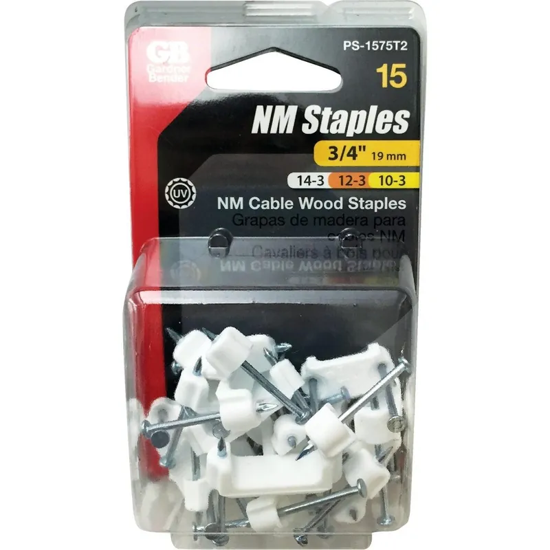Gardner Bender PS-1575T2 3/4 In. UV-Resistant Polyethylene White Coaxial Staple 15 Pack