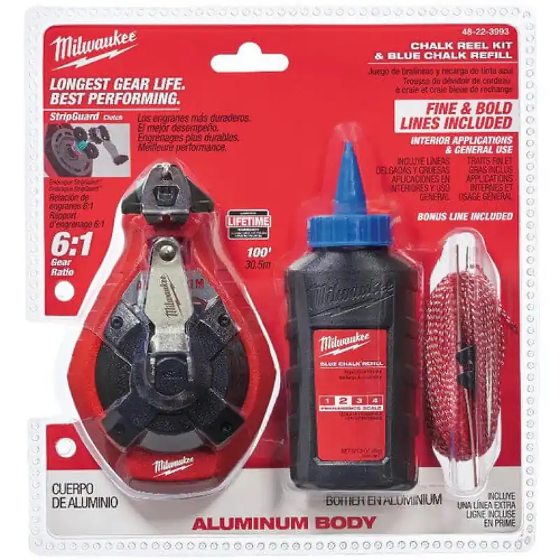 Milwaukee 48-22-3993T Aluminum Chalk Reel Kit with Blue Chalk & Bonus Line