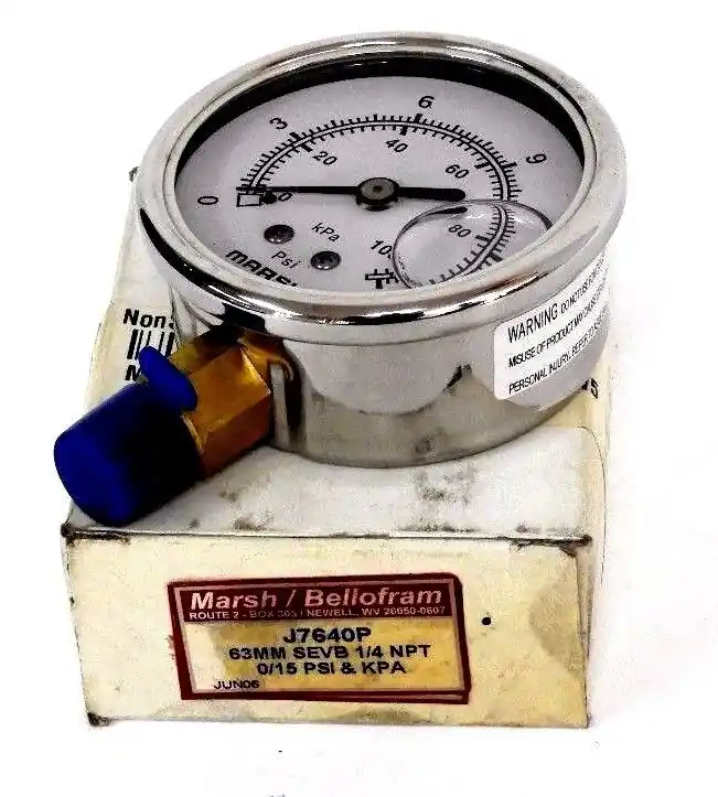 Marsh Bellofram J7640P 0-15 psi Gauge 2-1/2