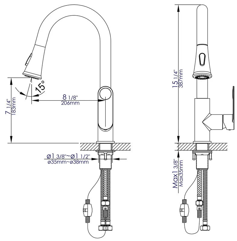 Alfi ABKF3480 Gooseneck Pull Down Kitchen Faucet