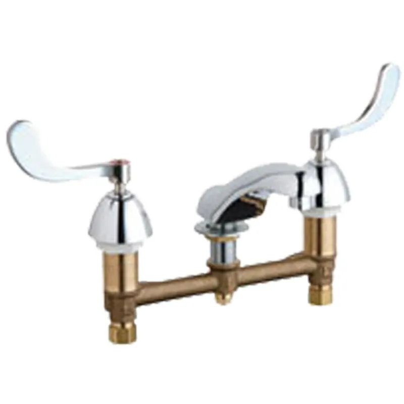 Chicago Faucets 404-V317XKABCP Series Deck-mounted Manual Faucet with 8 Inches Centers