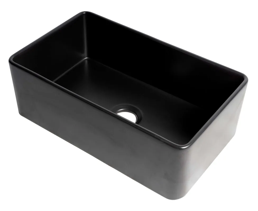 ALFI ABF3018-BM Black Matte Fireclay 30 in. Single Bowl Farmhouse Apron Kitchen Sink