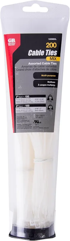 Gardner Bender 10098NL CableTieTubeASSTD 4 Inch and 8 Inch