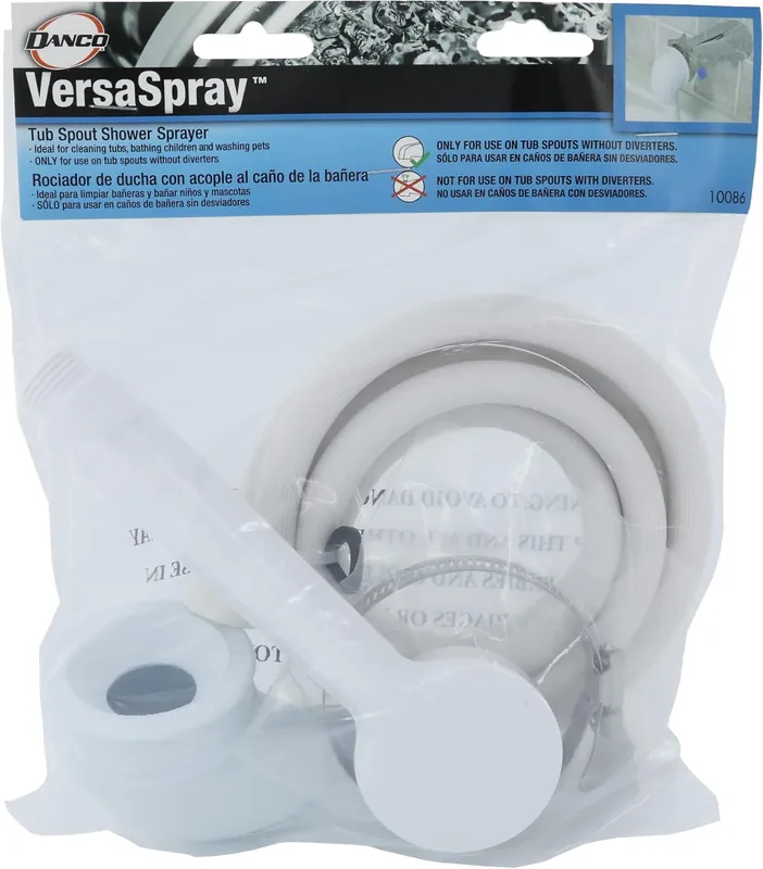 DANCO 10086 VersaSpray Portable Hand Held Shower Head Sprayer Fits Bathtubs Without Diverter, 1 Pack