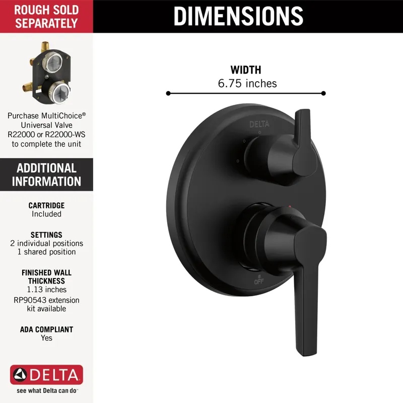 Delta T24871-BL Galeon 14S Integrated Diverter Trim - 3 Setting