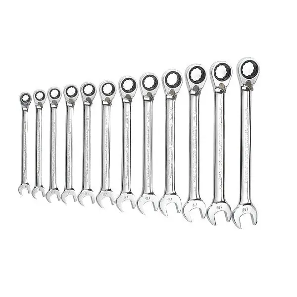 GEARWRENCH 9620N 12 Pc. 12 Pt. Reversible Ratcheting Combination Wrench Set, Metric