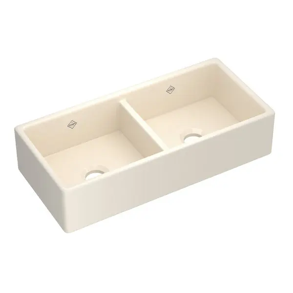 ROHL MS3918WH Shaker 39 inches Double Bowl Farmhouse Apron Front Fireclay Kitchen Sink