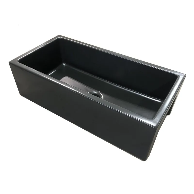 ALFI AB3618HS-BM 36 Inch Reversible Smooth / Fluted Single Bowl Fireclay Farm Sink