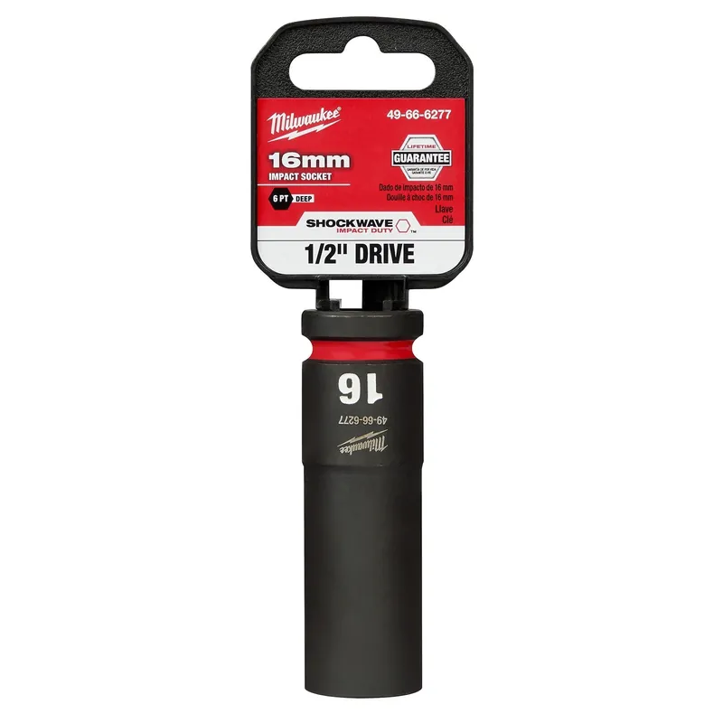 MILWAUKEE 49-66-6277 Shockwave Impact Duty 1/2 inches Drive 16MM Deep 6 Point Socket