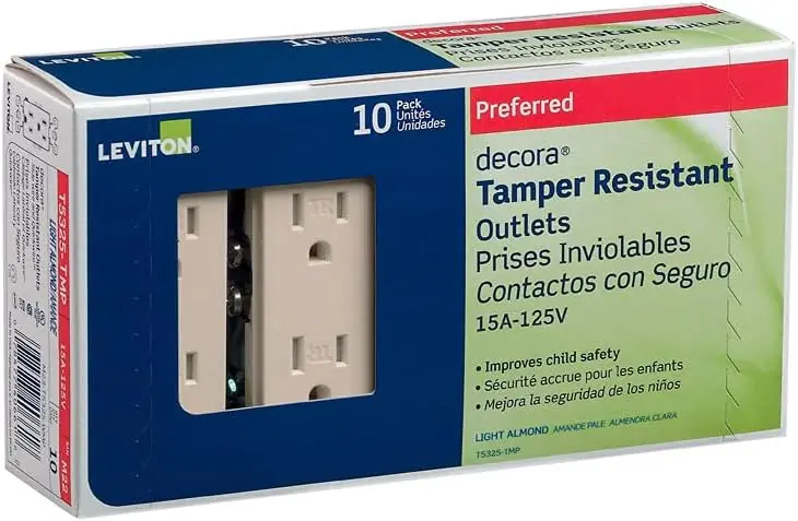 Leviton M26-T5325-TMP Duplex Light Almond Outlet 15 Amps 125 Volt