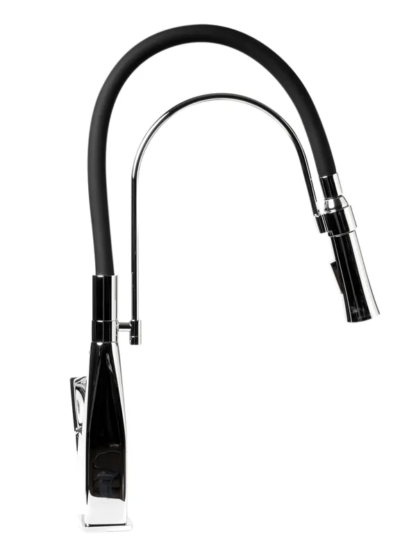 ALFI ABKF3023-PC Square Kitchen Faucet with Black Rubber Stem 1.8 GPM