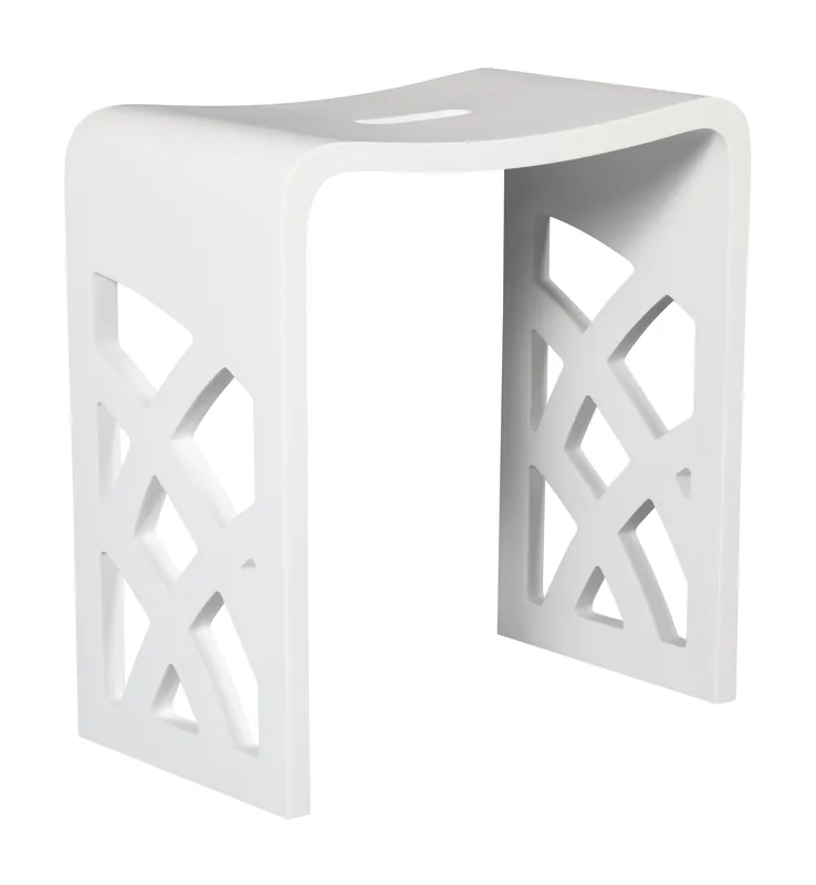 Alfi ABST88 Designer White Matte Solid Surface Resin Bathroom Shower Stool 16.5 inches W