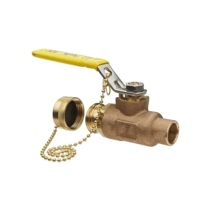 Conbraco 70-203-HC 1/2 solder x 3/4 hose brz ball valve w/cap and chain