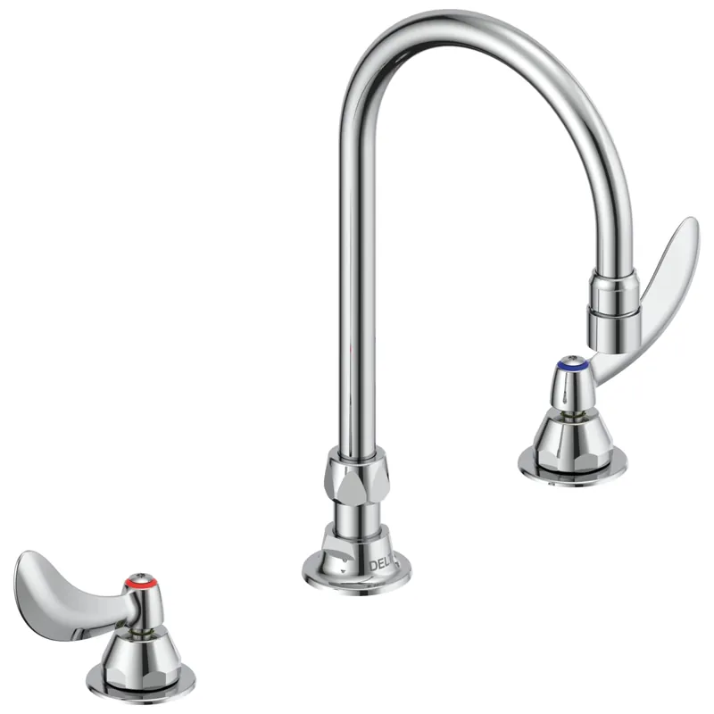 Delta 23C634-R4 Commercial Two Handle Widespread Bathroom Faucet with Gooseneck Spout