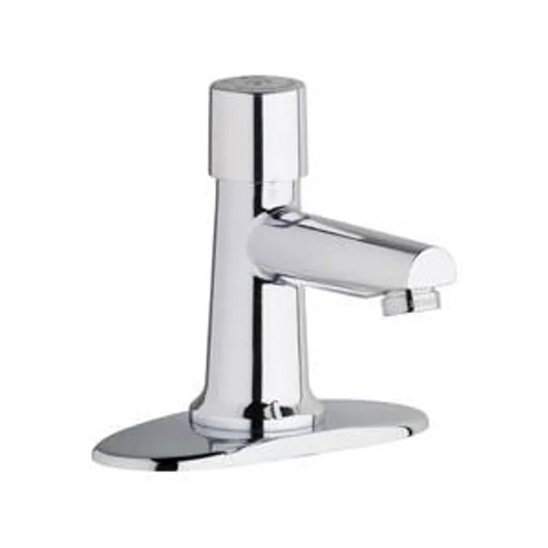 Chicago Faucets 3500-4E39VPABCP Single Handle Metering Bathroom Sink Faucet 0.35 gpm