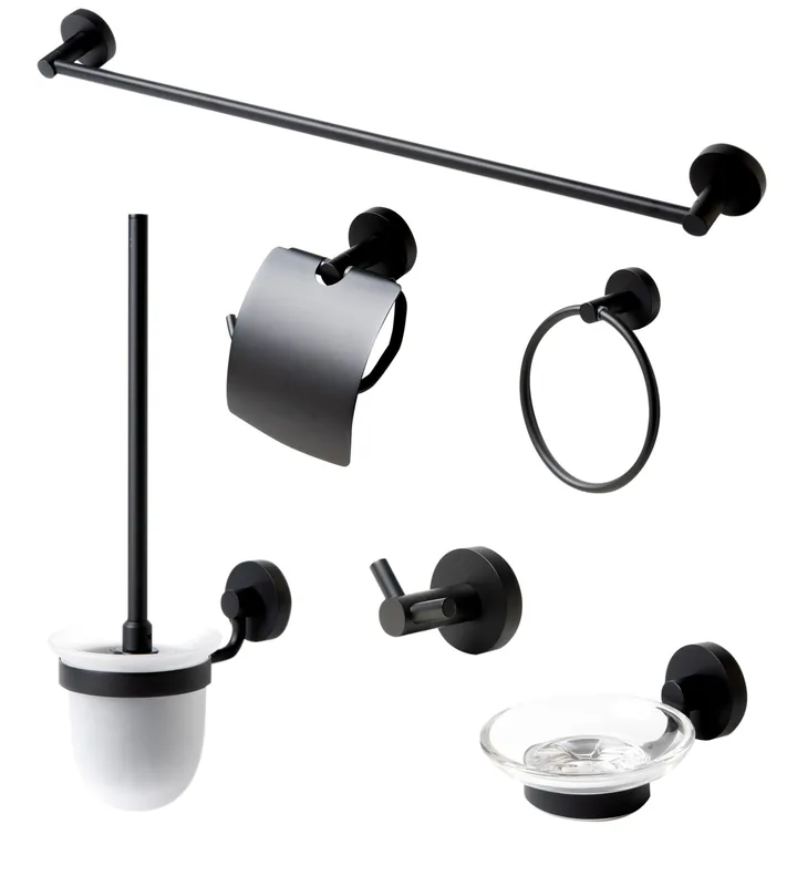 ALFI AB9513-BM Brand Brass Black Matte 6 Piece Bath Accessory Set