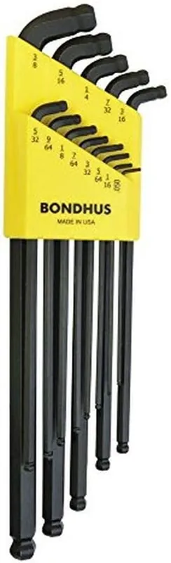 BONDHUS 67037 Stubby Dbl Ball End L-Wrench Set w/ProGuard & Extra Long Arm 13 PC