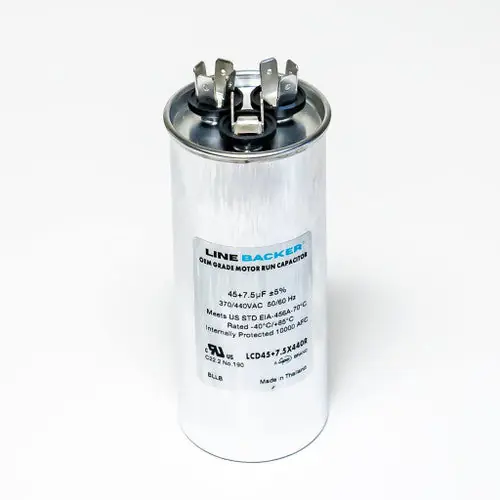 Sealed Unit Parts Supco LCD40+7.5X440R Capacitor Round Dual Run 45 + 7.5 uf 370/440 Volts