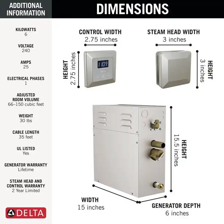 Delta 5P-EST06-SS-PR Steam Kit Simplesteam 6KW