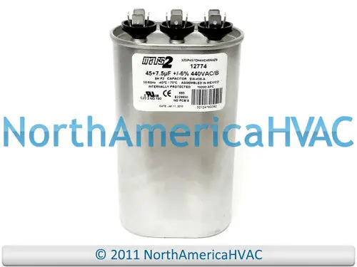 MARS 12274 Dual Section Motor Run Capacitor 45/7.5 MFD 440V